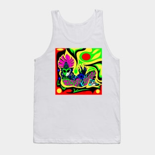 mayan alien mask in air shoes floral clothing style in mexican ecopop wall art Tank Top